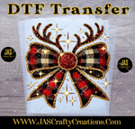 Load image into Gallery viewer, REINDEER PLAID BOW READY TO PRESS TRANSFER