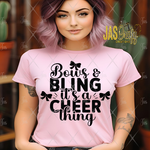 Load image into Gallery viewer, BOWS AND BLING IT'S A CHEER THING READY TO PRESS TRANSFER