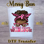 Load image into Gallery viewer, BREAST CANCER MESSY BUN READY TO PRESS TRANSFER