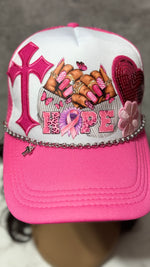 Load image into Gallery viewer, BREAST CANCER HOPE NAILS TRUCKER HAT