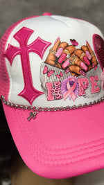 Load image into Gallery viewer, BREAST CANCER HOPE NAILS TRUCKER HAT