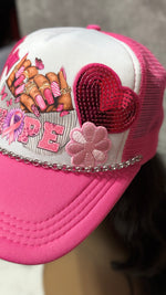 Load image into Gallery viewer, BREAST CANCER HOPE NAILS TRUCKER HAT