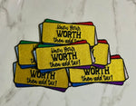 Load image into Gallery viewer, KNOW YOUR WORTH THEN ADD TAX IRON ON EMBROIDERY PATCH