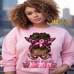 Load image into Gallery viewer, BREAST CANCER MESSY BUN READY TO PRESS TRANSFER