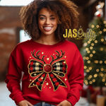 Load image into Gallery viewer, REINDEER PLAID BOW SHIRT