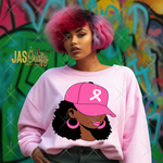 Load image into Gallery viewer, BREAST CANCER LADY WITH HAT READY TO PRESS TRANSFER