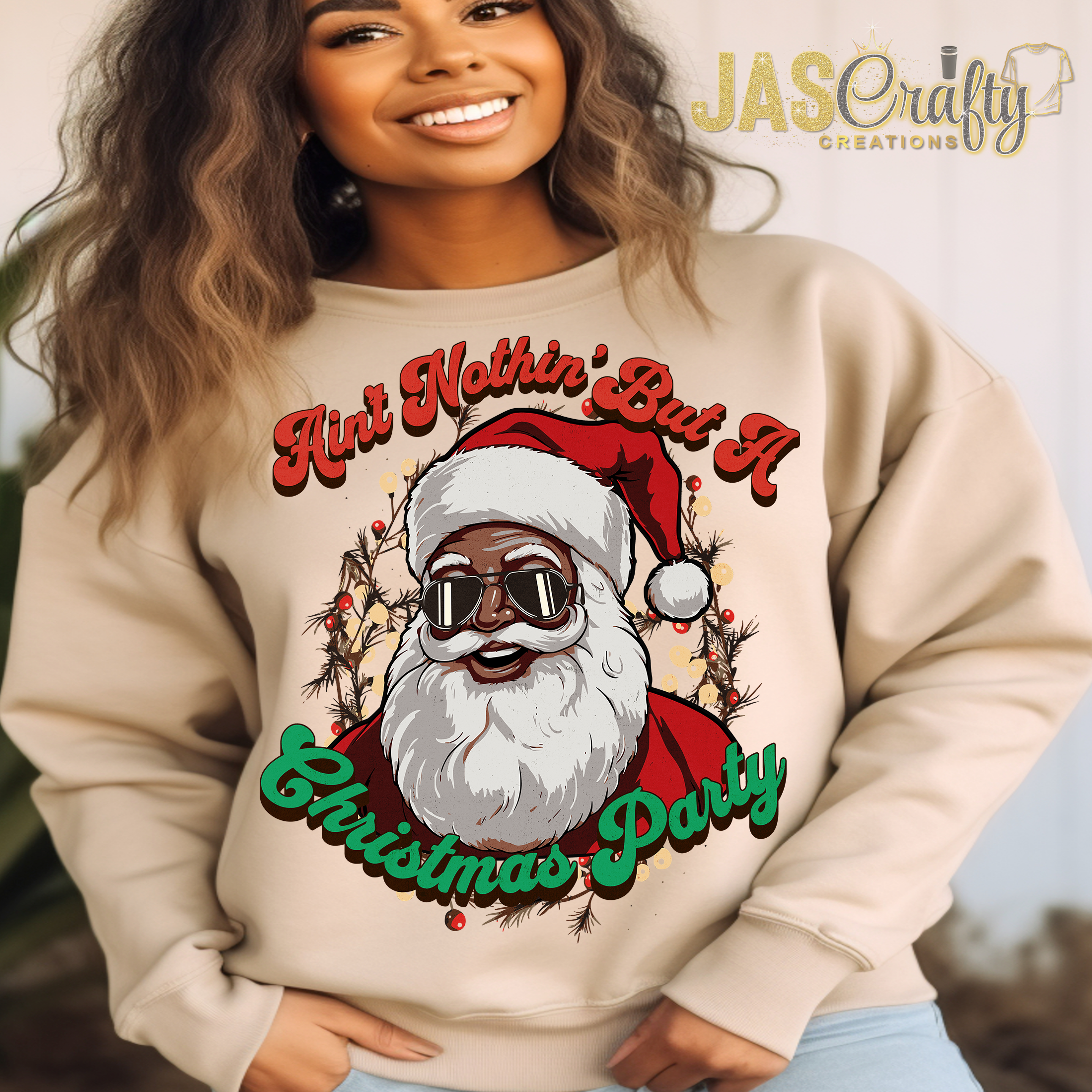 BLACK SANTA AINT NOTHING BUT A CHRISTMAS PARTY READY TO PRESS TRANSFER
