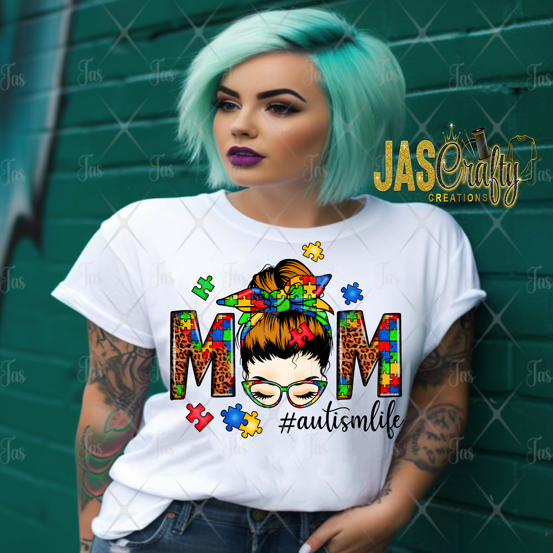 AUTISM MAMA MESSY BUN READY TO PRESS