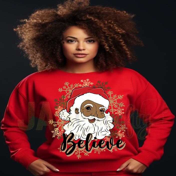 BLACK SANTA BELIEVE SWEATSHIRT