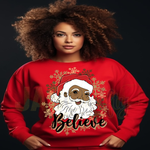 Load image into Gallery viewer, BLACK SANTA BELIEVE SWEATSHIRT
