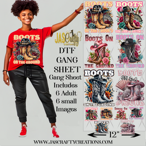BOOTS ON THE GROUND (2) PREMADE GANG SHEET