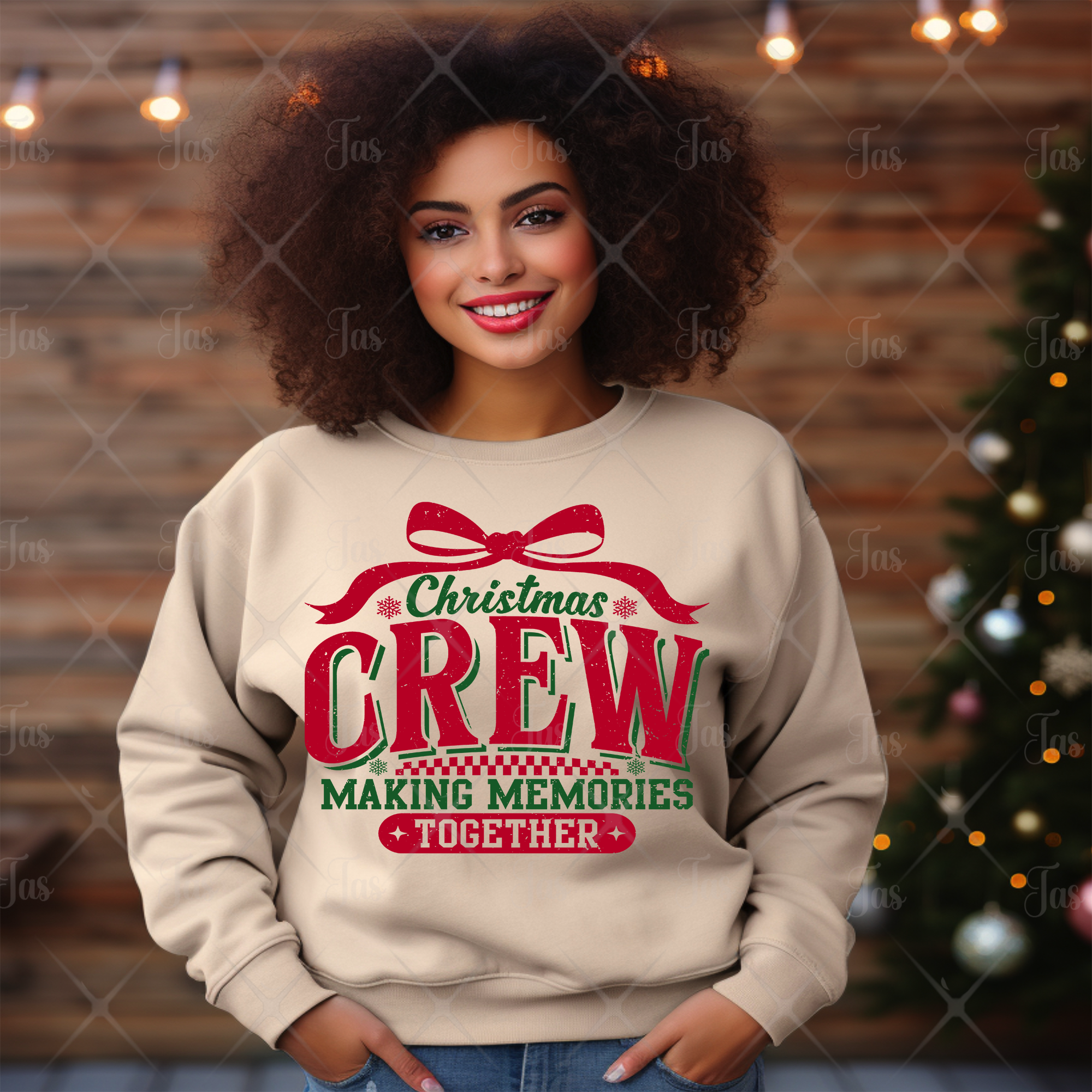 CHRISTMAS BOW CREW READY TO PRESS TRANSFER