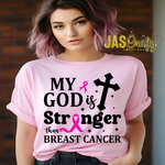 Load image into Gallery viewer, MY GOD IS STRONGER THAN BREAST CANCER READY TO PRESS TRANSFER
