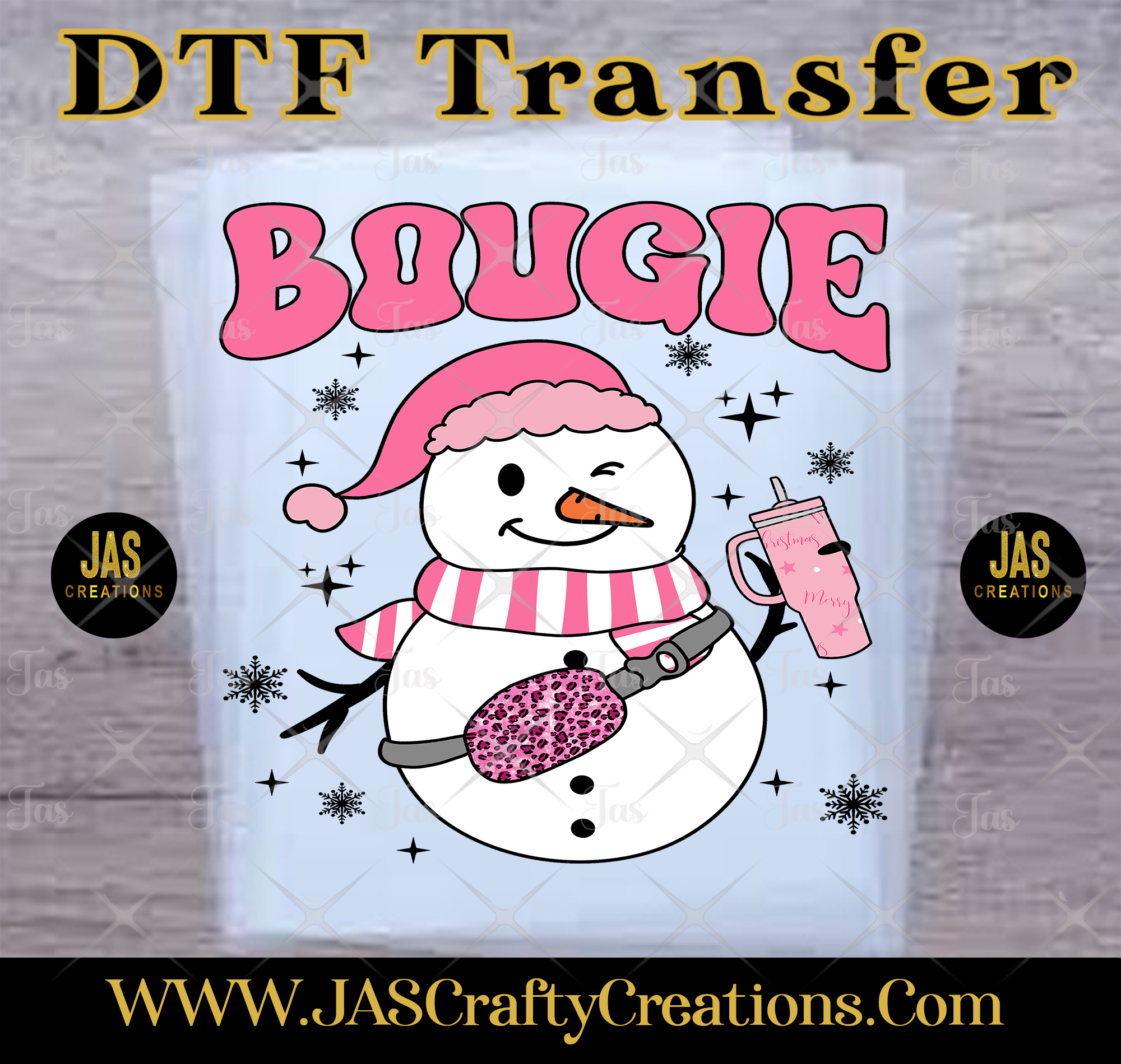 BOUGIE PINK SNOWMAN READY TO PRESS TRANSFER