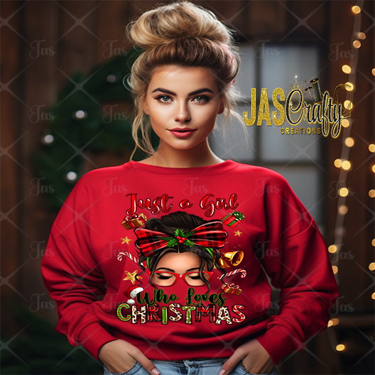 JUST A GIRL WHO LOVES CHRISTMAS READY TO PRESS TRANSFER