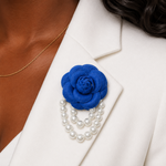 Load image into Gallery viewer, ZPB Sorority Blue Flower Draped Pearls Brooch Pin

