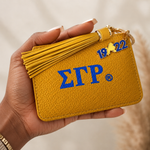 Load image into Gallery viewer, SGRHO Soror Yellow Tassel Keychain Zipper Wallet
