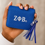 Load image into Gallery viewer, ZPB Sorority Blue Tassel Keychain Zipper Wallet
