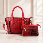 Load image into Gallery viewer, Red Croc Tote  Set
