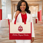 Load image into Gallery viewer, DELTA SIGMA THETA EMBROIDERED CANVAS TOTE
