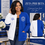 Load image into Gallery viewer, Zeta Phi Beta Twon Tone Embroidered Cardigan
