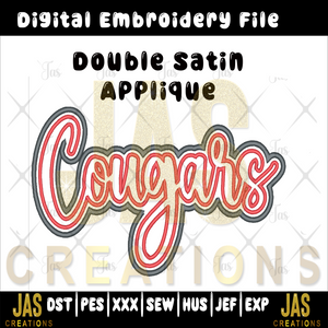 DOUBLE SATIN COUGARS APPLIQUE DIGITAL FILE