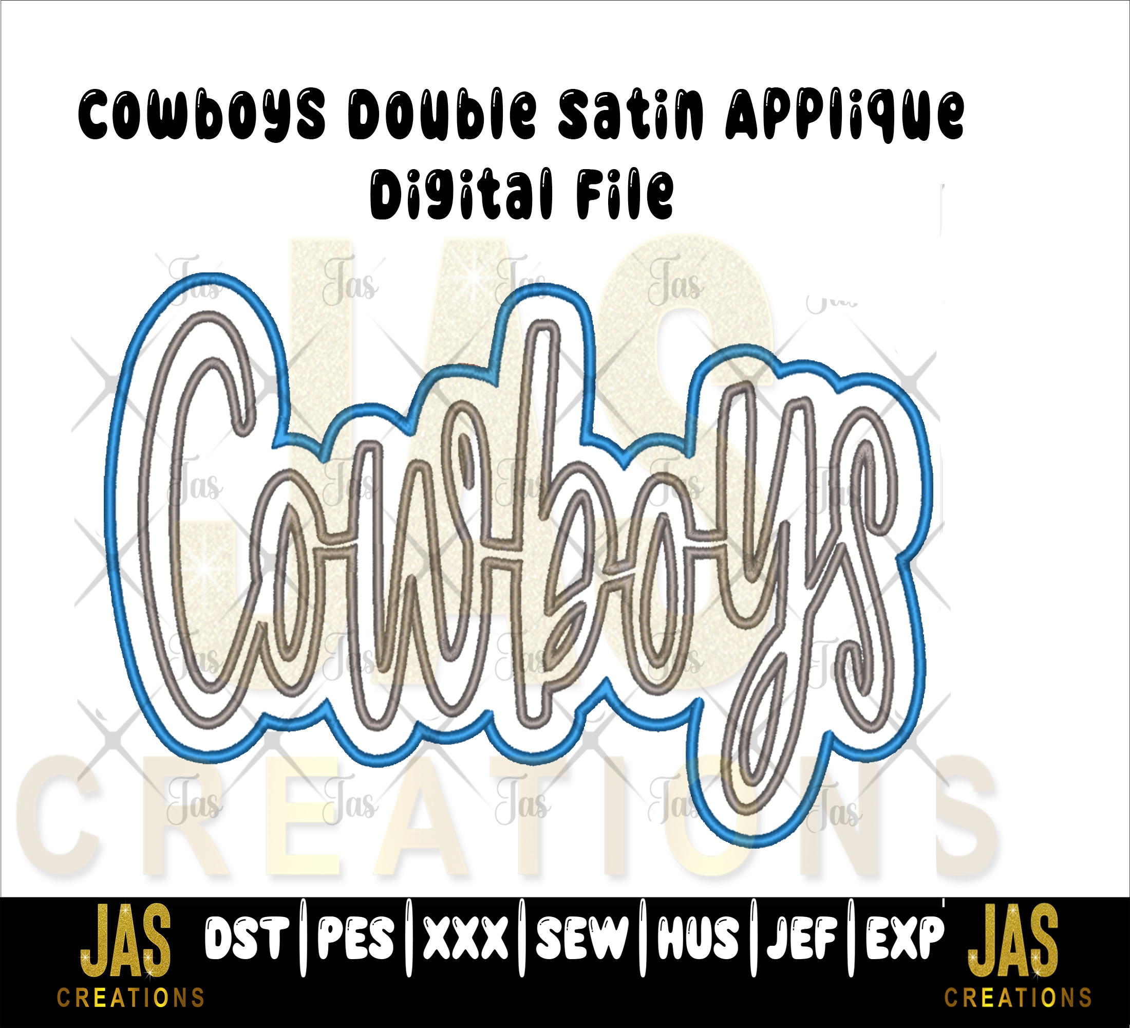 DOUBLE SATIN COWBOYS APPLIQUE DIGITAL FILE