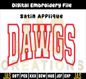 DAWGS ARCHED SATIN APPLIQUE DIGITAL FILE