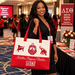 Load image into Gallery viewer, DELTA SIGMA THETA EMBROIDERED CANVAS TOTE
