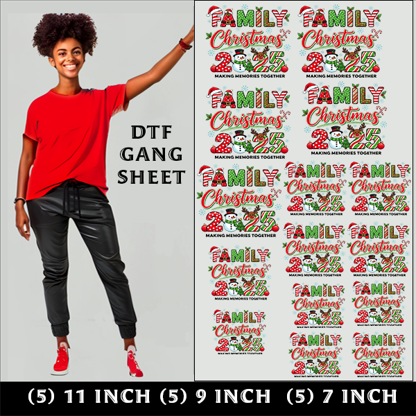 FAMILY CHRISTMAS MEMORIES DTF GANG SHEET