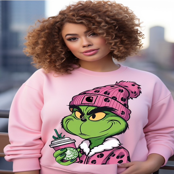 MEAN GREEN GUY PINK ANIMAL PRINT SWEATER  SWEATSHIRT