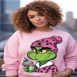 Load image into Gallery viewer, MEAN GREEN GUY PINK ANIMAL PRINT SWEATER  SWEATSHIRT
