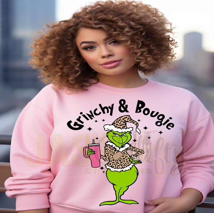 MEAN GREEN GUY BOUGIE ANIMAL PRINT SWEATSHIRT