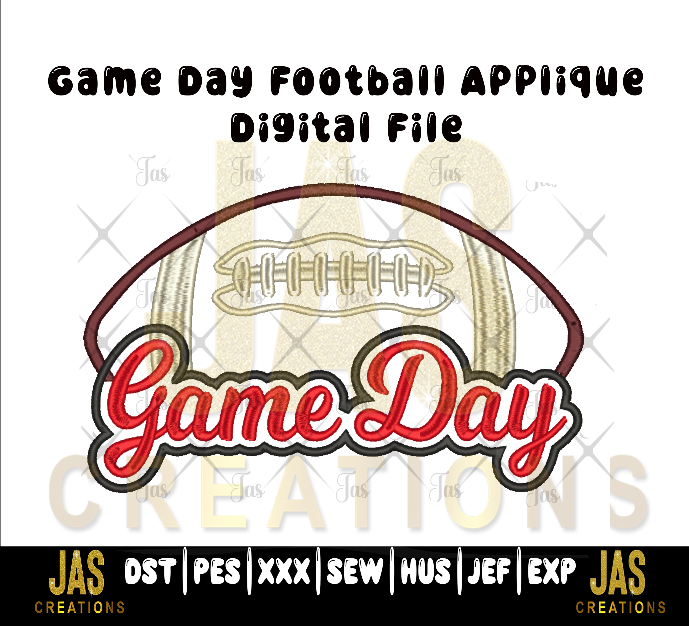 GAME DAY FOOTBALL APPLIQUE DGITAL FILE
