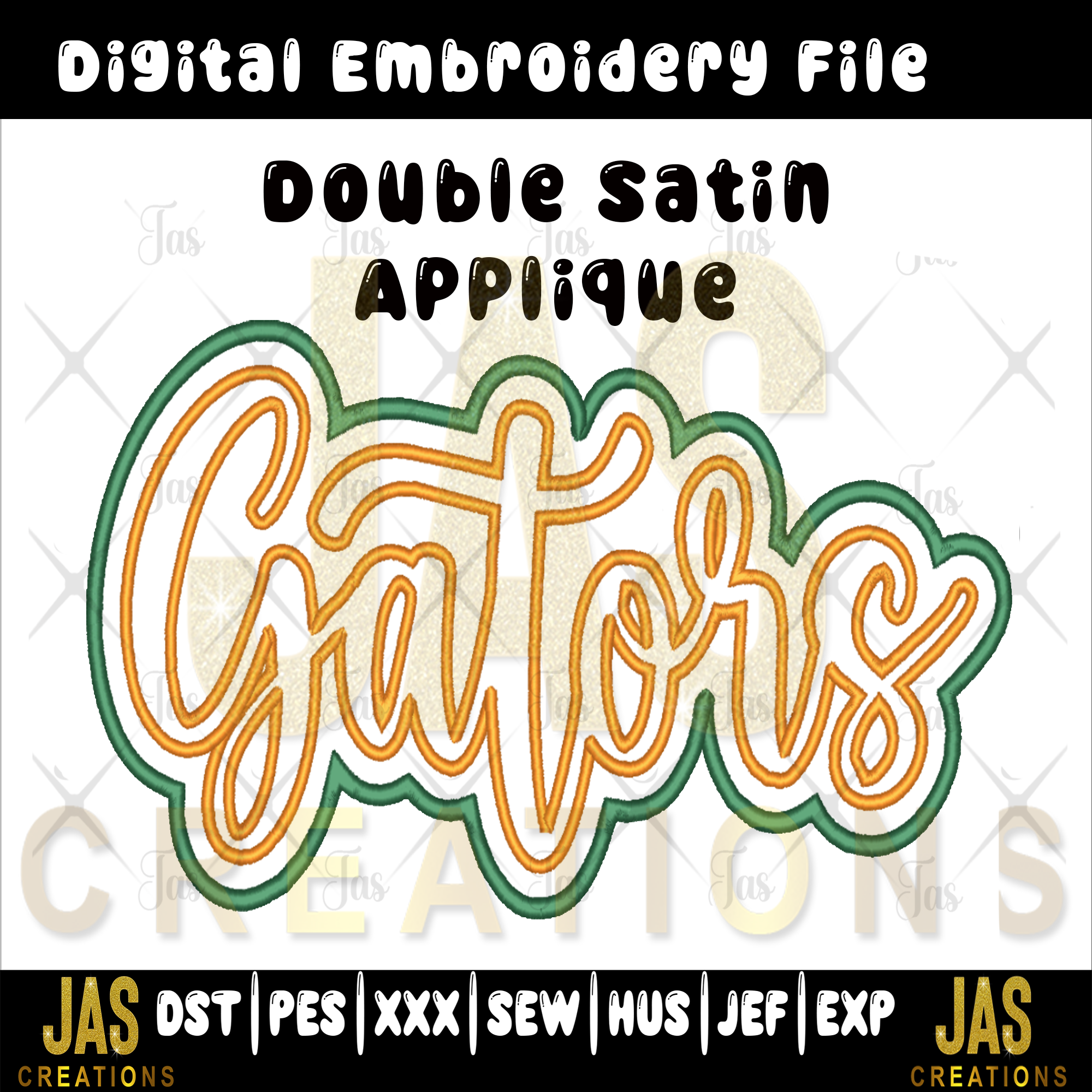 DOUBLE SATIN GATORS APPLIQUE DIGITAL FILE
