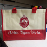 Load image into Gallery viewer, DELTA SIGMA THETA EMBROIDERED CANVAS TOTE
