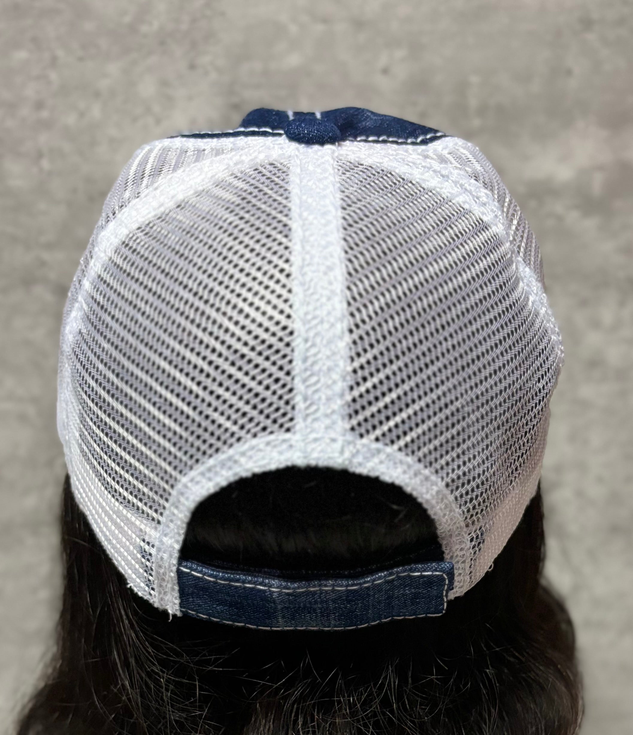 QUEEN CHENILLE  DISTRESSED DENIM TRUCKER