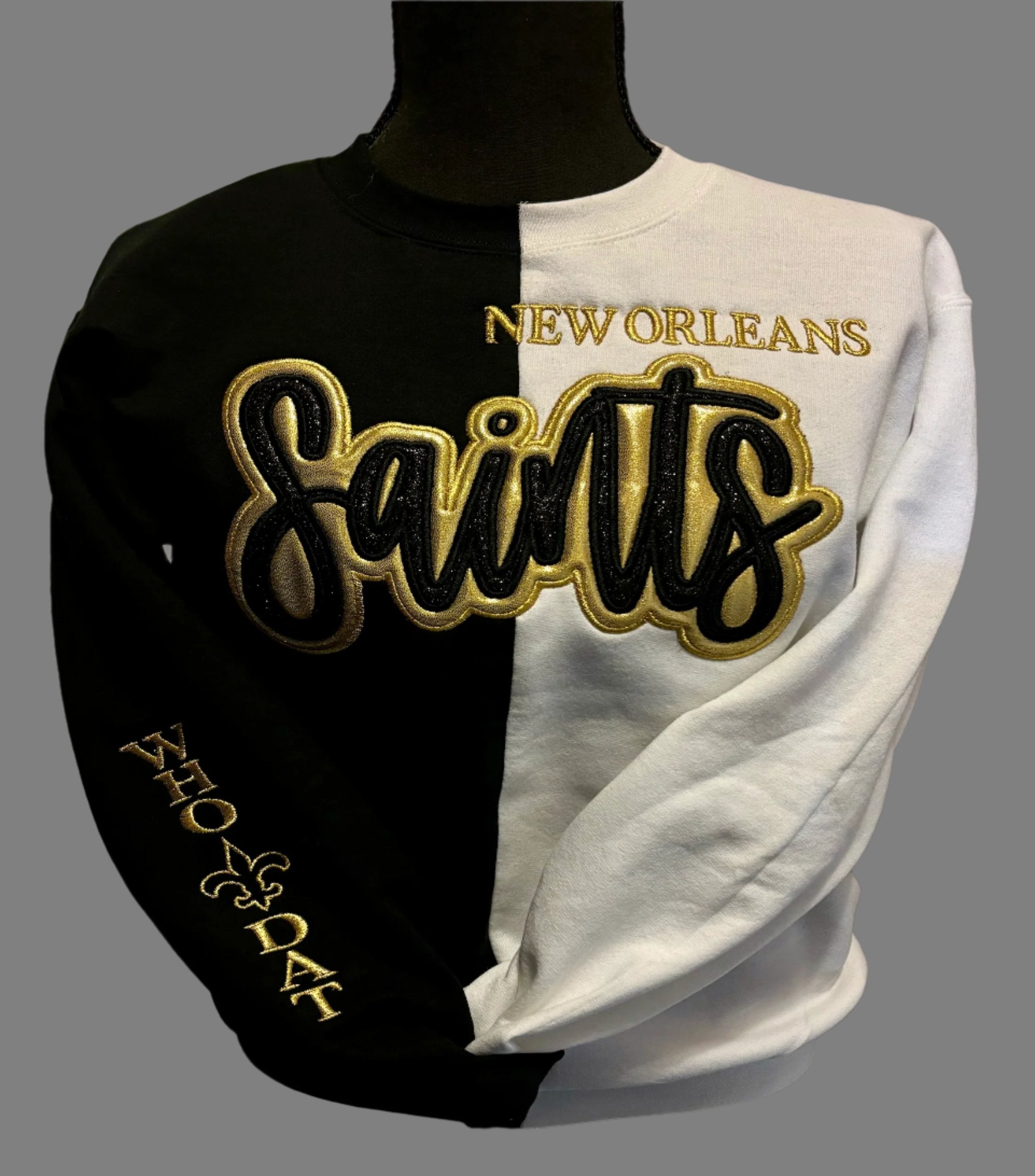 SPORTS TEAM TWO TONE EMBROIDERED SWEATSHIRT