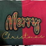 Load image into Gallery viewer, MERRY CHRISTMAS PLAID TWO TONE EMBROIDERED SWEATSHIRT
