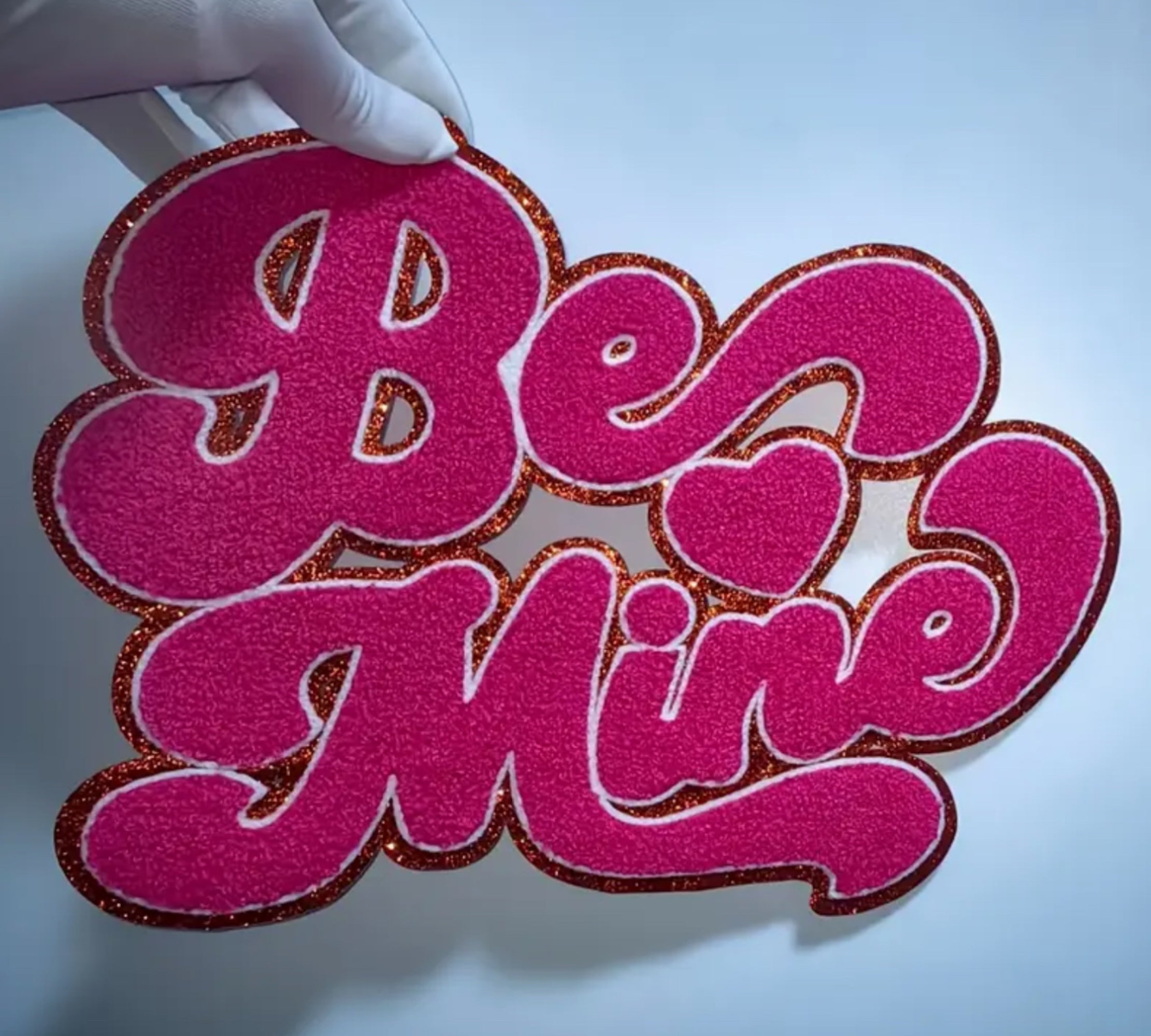 BE MINE VALENTINE CHENILLE PATCH-PINK
