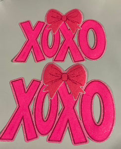 XOXO BOW CHENILLE PATCH