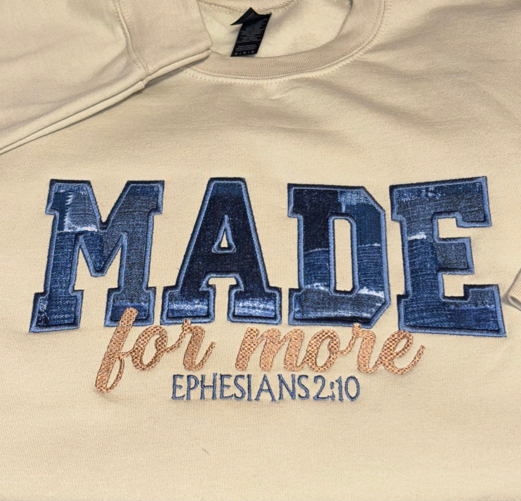 MADE FOR MORE SATIN APPLIQUE EMBROIDERY DESIGN