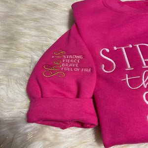 STRONGER THAN THE STORM EMBROIDERED SWEATSHIRT