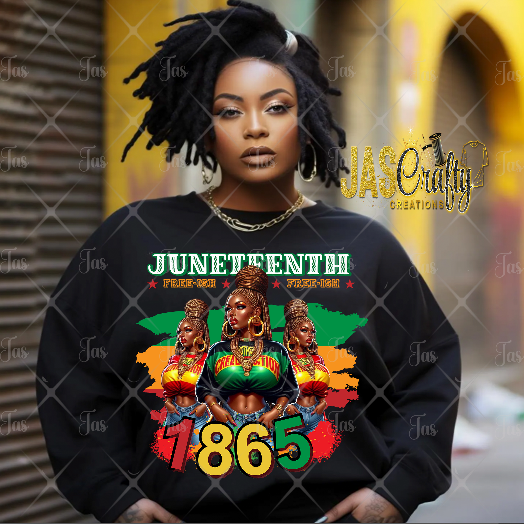 JUNETEENTH 1865 FEMALE DREAD HEAD READY TO PRESS TRANSFER