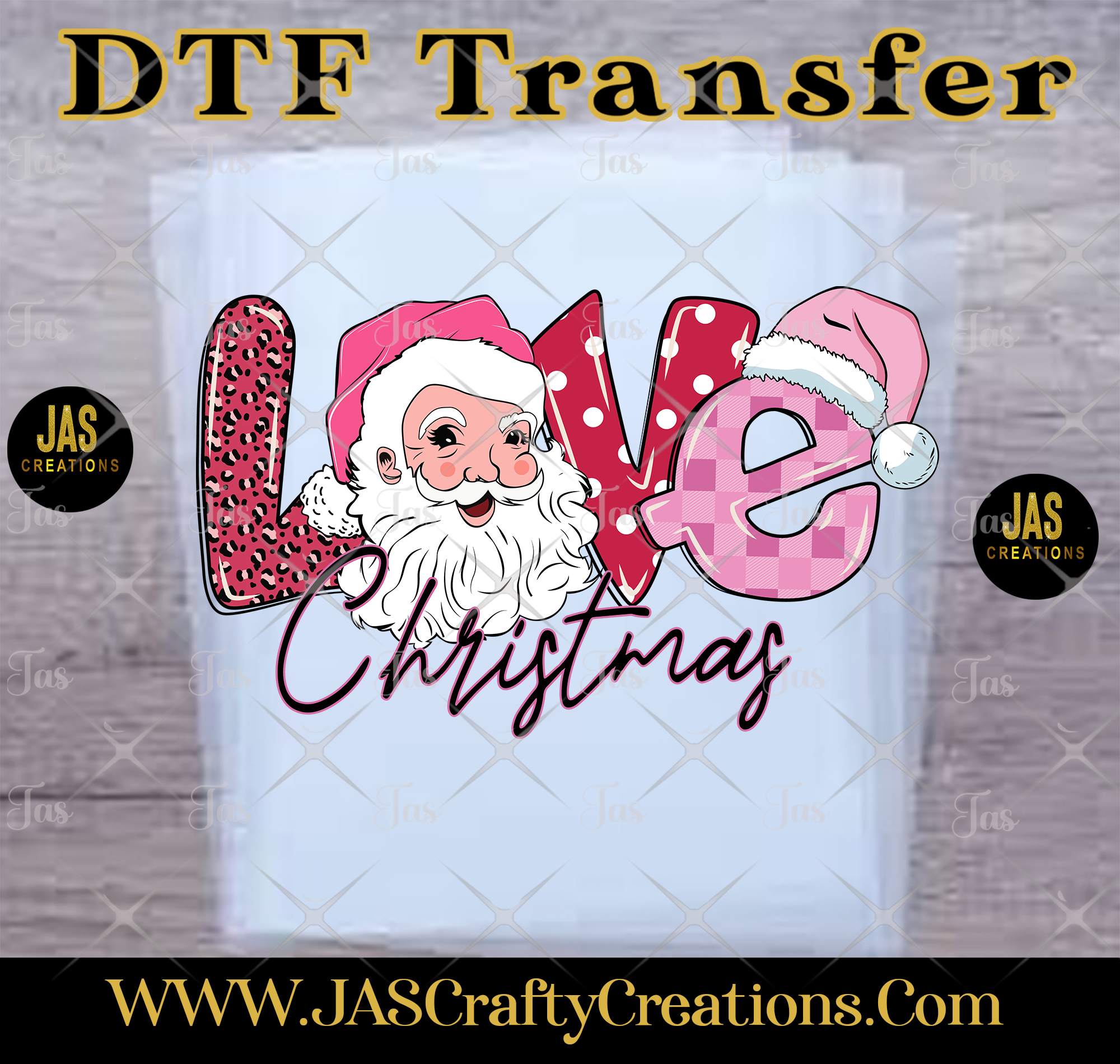 LOVE PINK  SANTA READY TO PRESS TRANSFER
