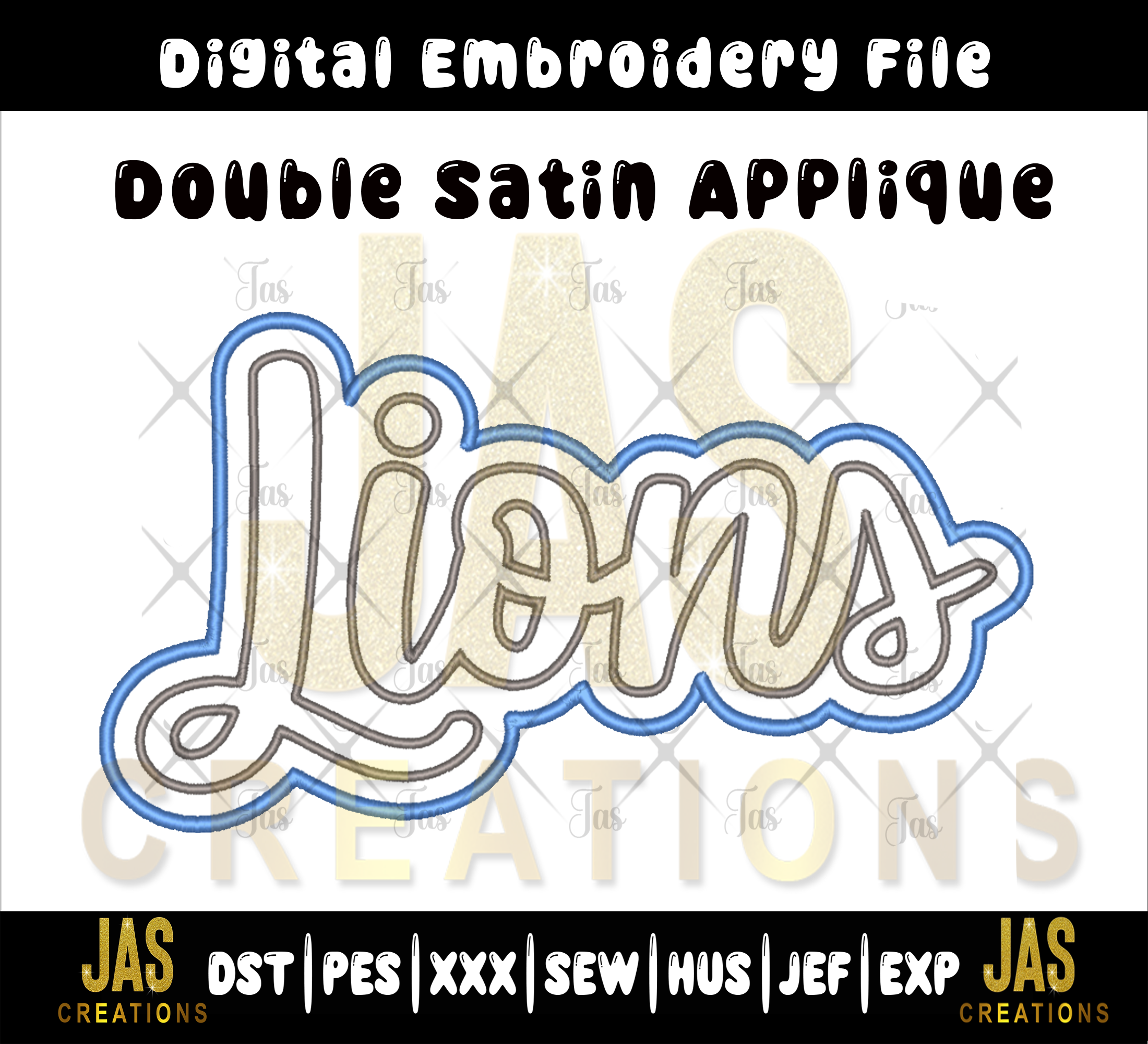 DOUBLE SATIN LIONS APPLIQUE DIGITAL FILE
