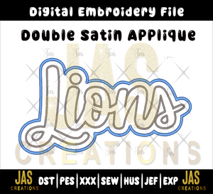 DOUBLE SATIN LIONS APPLIQUE DIGITAL FILE