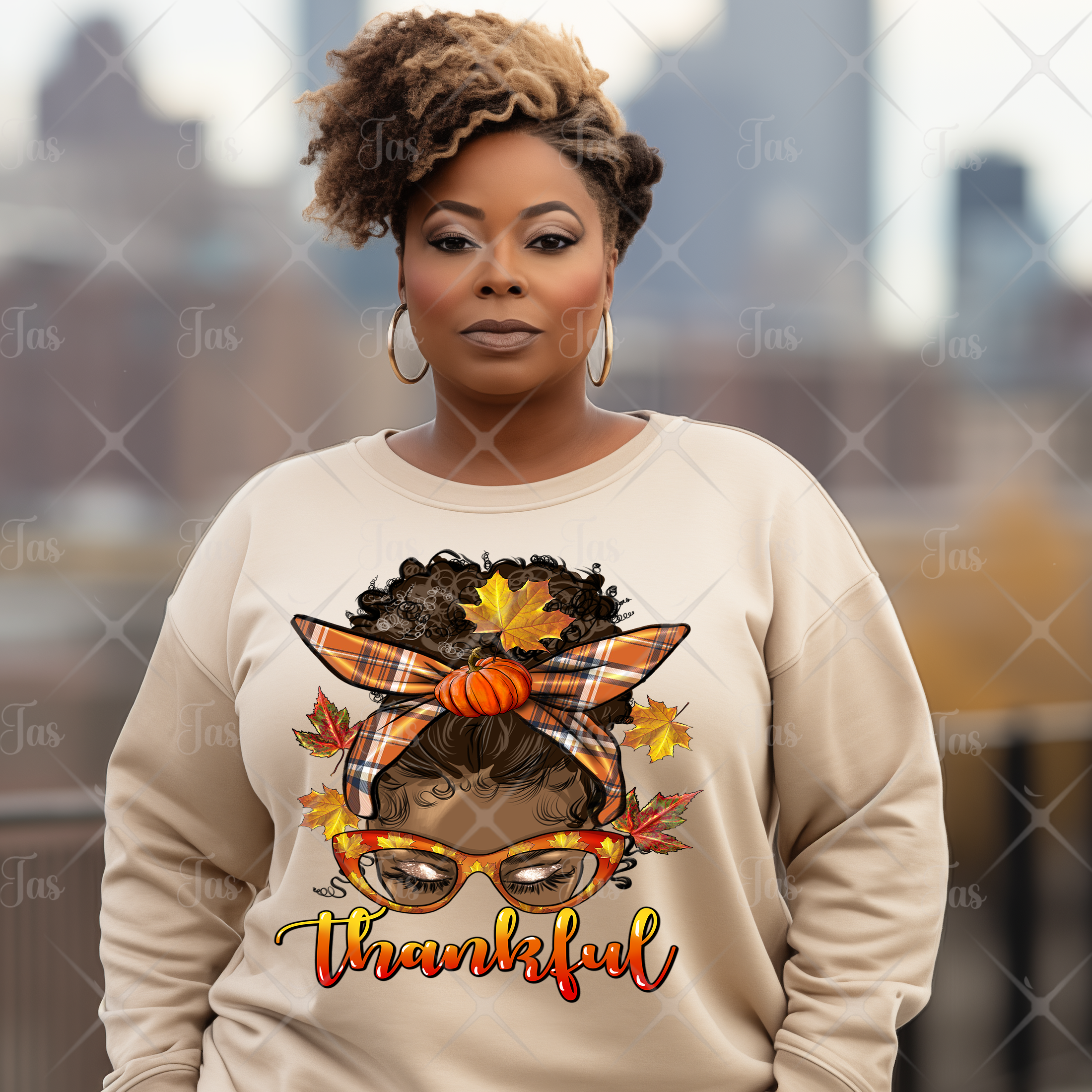 THANKFUL MESSY BUN  READY TO PRESS TRANSFER