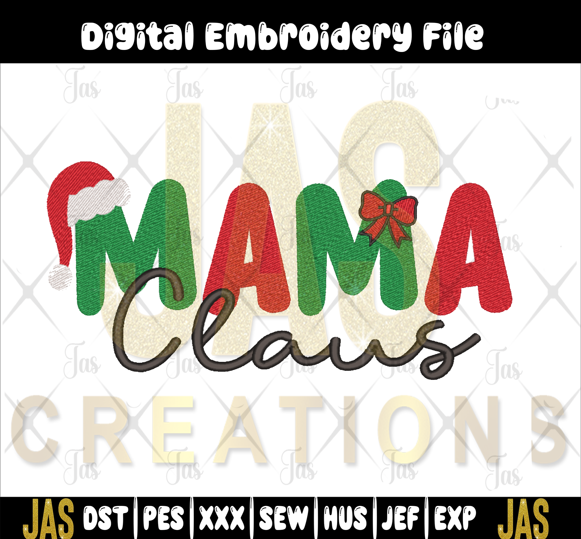 MAMA CLAUS EMBROIDERY DIGITAL FILE