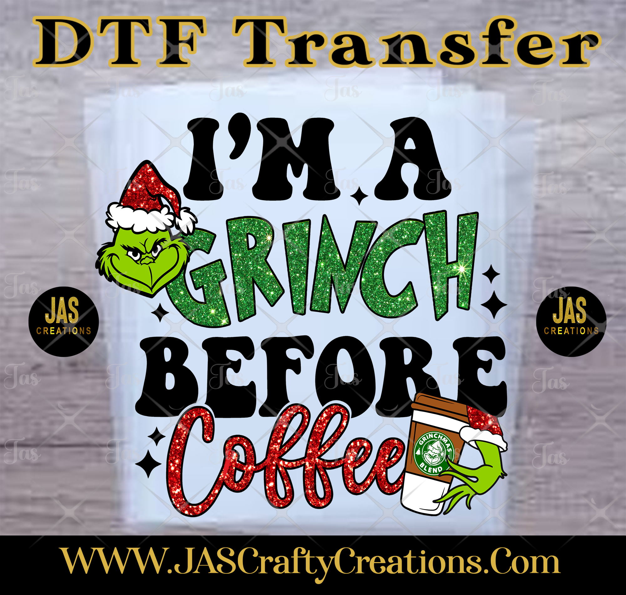 IM A MEAN GREEN GUY BEFORE COFFEE READY TO PRESS TRANSFER